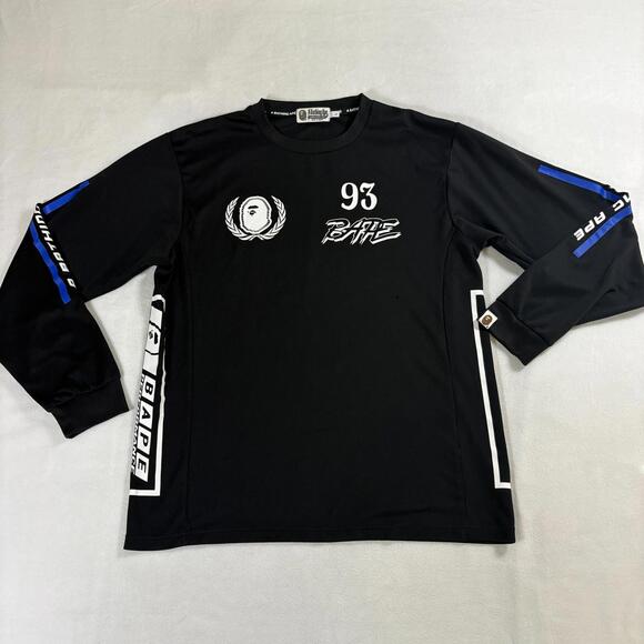 A Bathing Ape Other - A Bathing Ape BAPE Motorsports Long Sleeve Shirt Mens L Black Graphic Streetwear